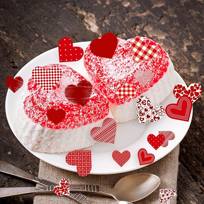 88PCS Edible Valentines Day Heart Cupcake Toppers Red Sweet Love Heart Cupcake Picks Happy Valentine's Day Heart Cake Decor for Valentine's Day Theme Party Decoration Supplies