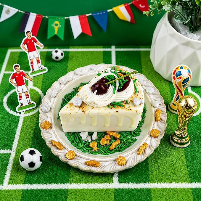 Edible Soccer Sprinkles for Cake Decorating, Green Sprinkles Mixed Jimmies Soccer Trophy Shoes, World Cup Soccer Ball Sprinkles for Baking Cupcakes Cookies