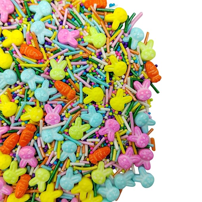 Easter Sprinkles for Cake Decorating, Colorful Spring Sprinkles Mix, Edible Candy Carrot, Bunny, Nonpareils, Jimmies Sprinkle for Easter Cupcake Toppers, Baking Cookies Decorating, Ice Cream Toppings