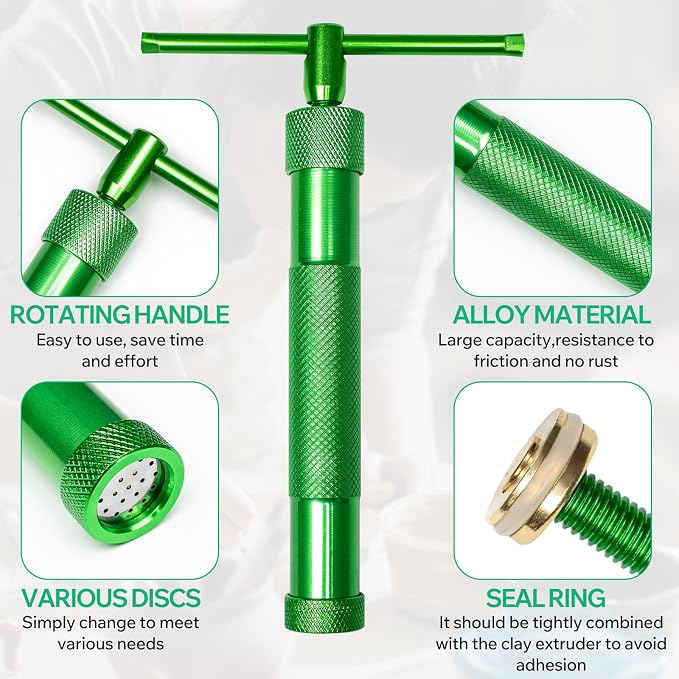 Polymer Clay Tools, Clay Extruder, Sugar Paste Extruder, Cake Fondant Tool Set for Decorating, Ceramics & Pottery Clay Extruders Mixers & Presses (Green)