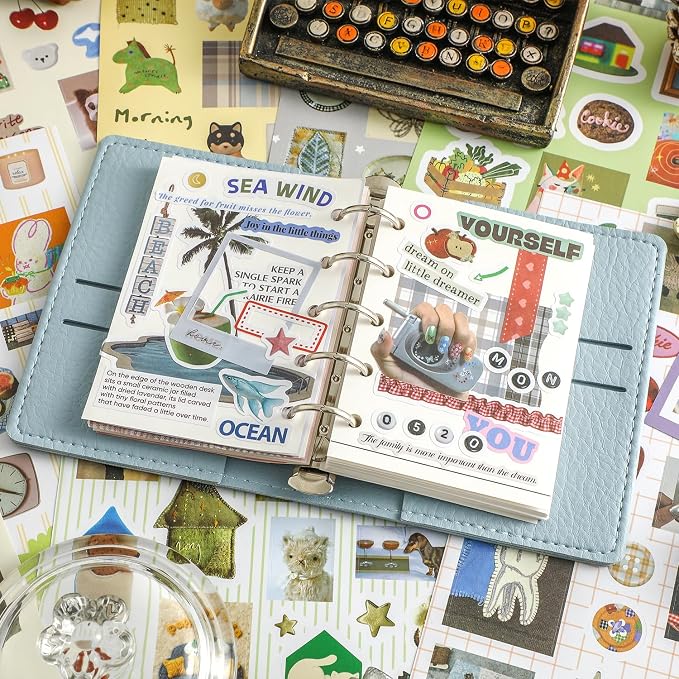 1300+ PCS Vintage Cute Scrapbook Sticker Book, 50 Sheets Retro & Ins Little Object Theme Korean Stickers for Scrapbooking, Art Scrapbook Supplies for Adults Teens Women Girls Junk Journal Journaling