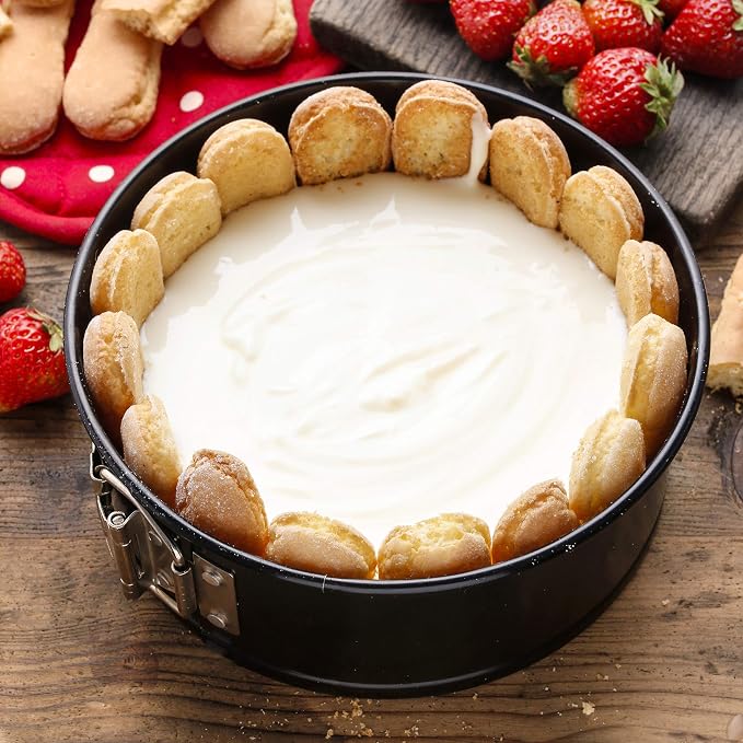 Springform Pan with Lid- 10” Nonstick Baking Cheesecake Pan with Travel Friendly Snap-on Lid-Anti Warping Carbon Steel Bakeware by Classic Cuisine