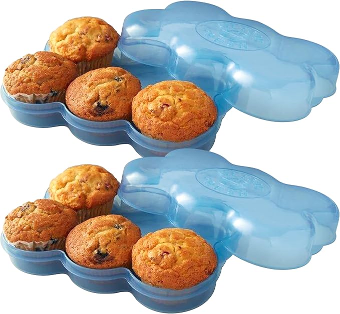 Touch Up Cup Muffin Fresh Storage Container Holder with Lid, Airtight and Reusable, BPA-Free, As Seen On Shark Tank Products, Pack of 2, Holds 12 Fresh Muffins