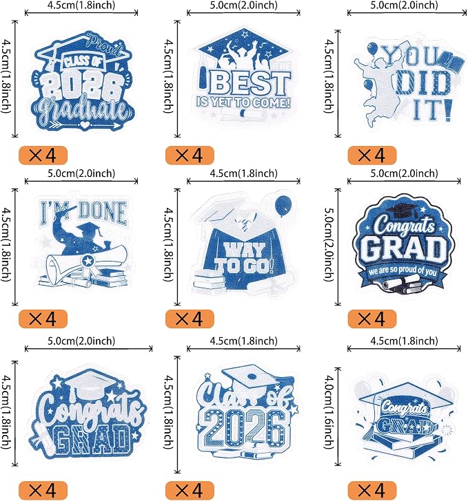 63 PCS Edible 2026 Graduation Cupcake Toppers Class of 2026 Cupake Picks Edible Done Diploma Congrats Grad Cupcake Decorations for 2026 Graduation Theme Party Cake Decorations Supplies Blue Silver