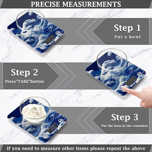 Food Scale Kitchen Scale Food Weight Scales Digital Weight Grams and Ounces Small Electronic Food Scale for Baking Cooking Japanese Deep Blue Sea Waves
