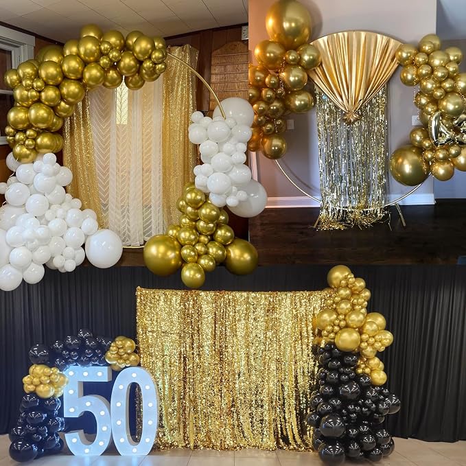 104pcs Metallic Gold Balloons - 18/12/10/5 Inch Chrome Gold Latex Balloons Garland Arch Different Sizes Pack for Birthday, Wedding, 2026 New Year's Eve Party Decorations