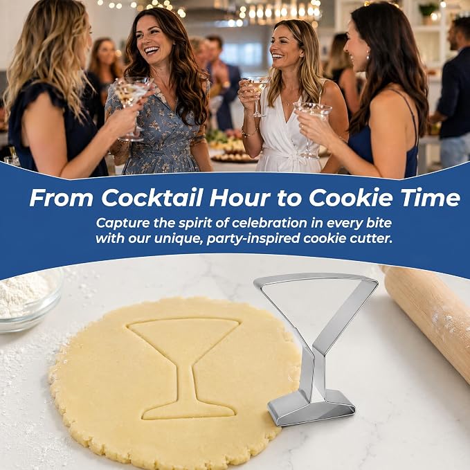 Wine Glass Cookie Cutter Stainless Steel Champagne Glass Shape Cutter for Cookies Fondant Biscuit Baking Cute Unique Weird Design for Wedding Engagement Birthday Party Decorations