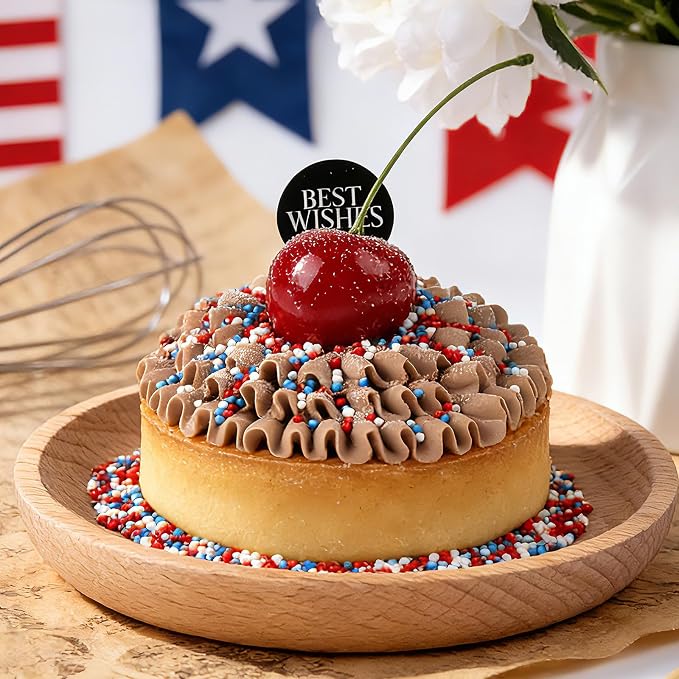 Red White and Blue Sprinkles for Cake Decorating, Patriotic 4th of July Sprinkles with Star Nonpareils Jimmies Sanding Sugar for Ice Cream Brownie Cupcake Cookie Baking