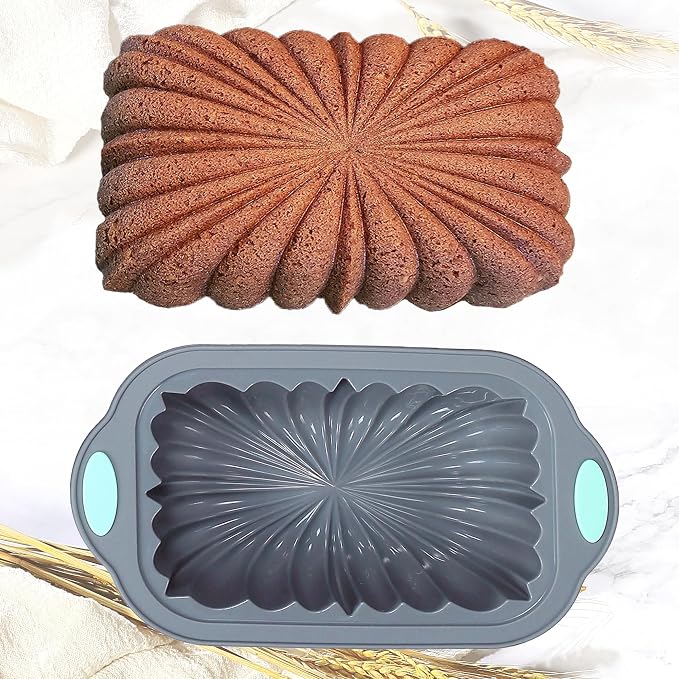 Tongjude 4 Piece Silicone Loaf Pan for Baking, Non-Stick Kitchen Oven Bread Pan, Perfect for Banana Bread, Sandwich, Pound Cake and Meatloaf, 6 Cups, Grey