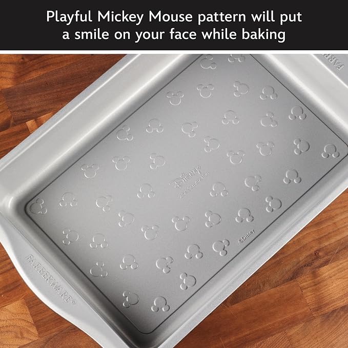 Farberware Disney Bake with Mickey Mouse Nonstick Baking Pan/Cake Pan, Rectangle, 9 Inch x 13 Inch Non Stick Bakeware Pan - Black