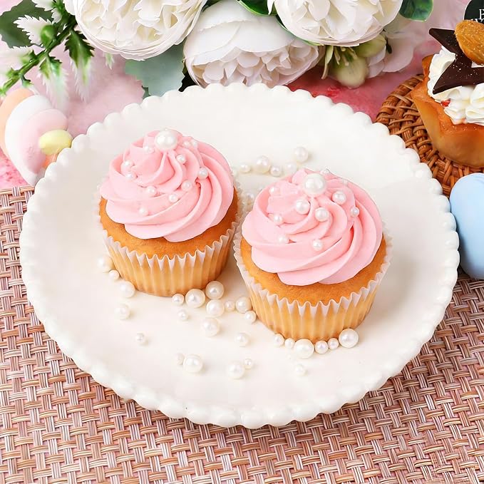 Pearl Sprinkles for Cake Decorating, 11.3oz/320g Edible Pearls White Silver Black Gold Sprinkles, 6 Sizes 4 Colors Set for Baking Cupcakes Cookies