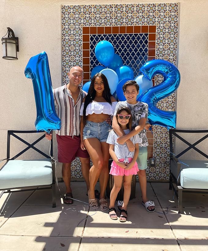 40 Inch Number 8 Balloon, Navy Blue 8 18 28 80 Birthday Balloons for Men Boys, 8th Birthday Decorations Party Supplies, Wedding