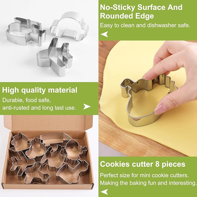 ZADE Transportation Theme Car Boat Airplane Cookie Cutters Set 12 Pcs Non-Stick Stainless Steel Cookie Biscuit Sandwich Mold, Fruit Cake Fondant Cutter for Baking