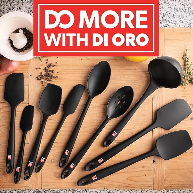 DI ORO 6-Piece Silicone Spatula Set - Rubber Kitchen Utensils for Baking, Cooking & Mixing - Heat-Resistant 600°F BPA Free Spatulas for Nonstick Cookware - Dishwasher Safe (Smoke)