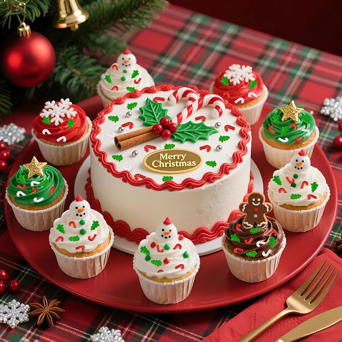 LEBERY Christmas Tree Sprinkles 3.5 Oz Red Green White Sprinkle Edible Christmas Sprinkles Holiday Candy Cane Sprinkle for Cake Decorating Edible Christma Cake Topper Ice Cream Cookie Decor