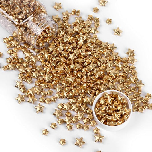 Cobakey Gold Star Sprinkles for Cake Decorations Bright Sugar Sprinkles for Cupcake Toppers Wedding Party Valentines Halloween Christmas Supplies100g/ 3.52oz