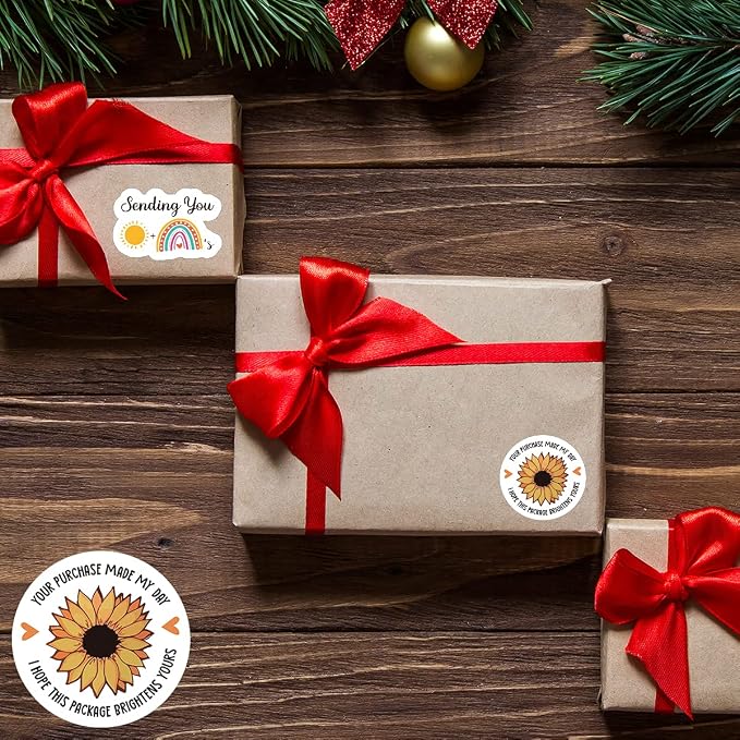 Littlefa Your Purchase Made My Day Sticker,Sunflower Thank You Stickers,Handmade Small Business Stickers for Gifts Bags Boxes Packaging Shopping Small 500 PCS