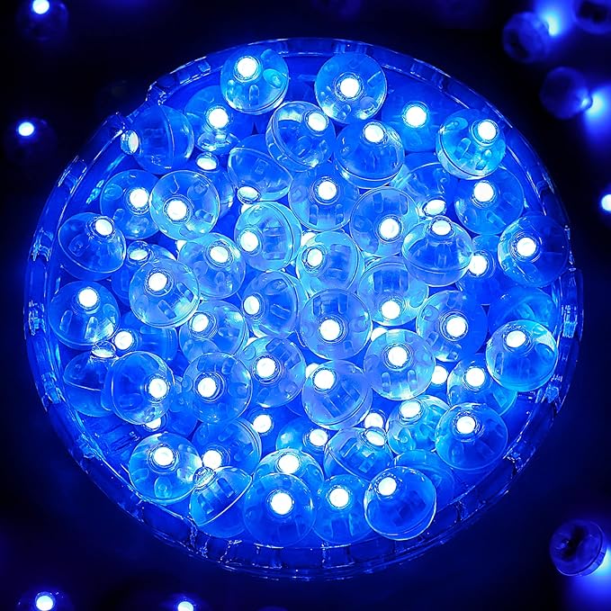 ZGWJ 50PCs Blue Balloon Lights Mini, Battery Powered, Long Standby Time Waterproof Tiny Led Round Light for Paper Lantern Balloon Party Easter Eggs Wedding Christmas Halloween Decorations﻿