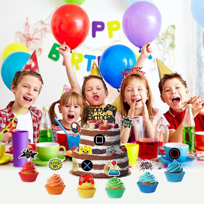 17 Pcs Video Game Cake Topper Cake Decoration Game Birthday Party Supplies