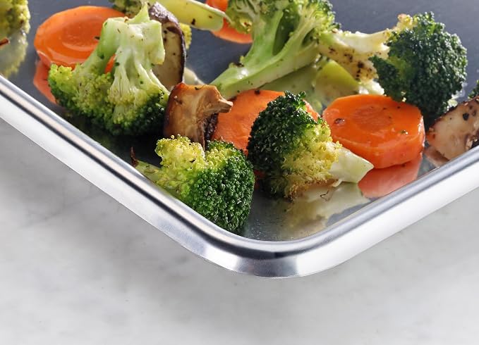 New Star Foodservice 36688 Commercial-Grade 12-Gauge Aluminum Open Bead Sheet Pan/Bun Pan, 18" L x 26" W x 1" H (Full Size) | Measure Oven (Recommended)
