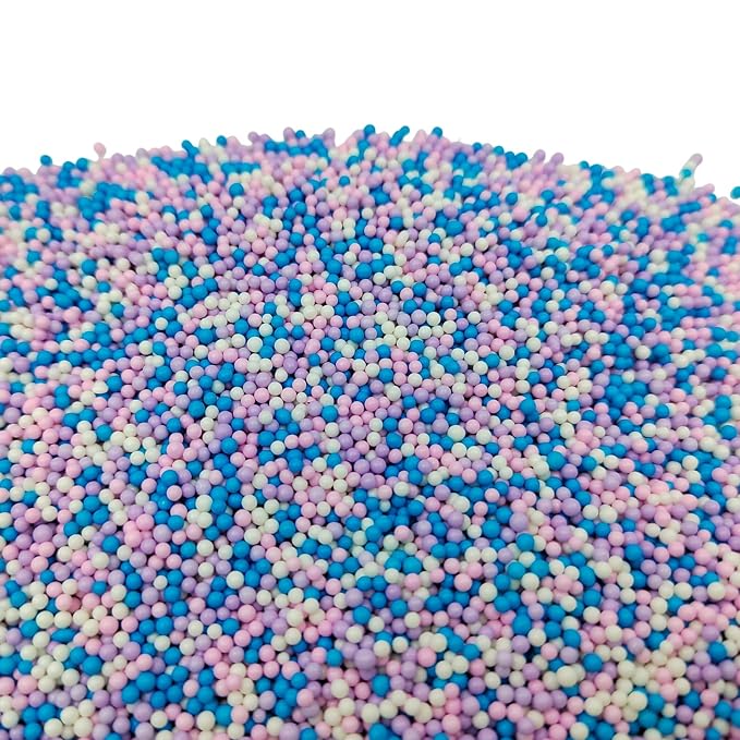 Mermaid Sprinkles Pink Blue Purple and White Nonpareils Sprinkles Edible Mini Pearl Sprinkle for Cake Decorations, Baking, Ice Cream, Cookies, Donuts and Lollipops - 2mm Sugar Pearls