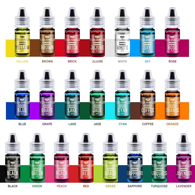 Food Coloring Set - 22 Vivid Colors Food Coloring Set for Baking, Cake Decorating, Cookie, Fondant and Macaron - Liquid Tasteless Food Color Dye for DIY and Crafts - .25 fl. oz. Bottles
