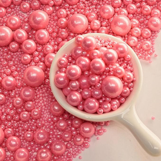 Zali Edible Pearl Sprinkles, Baby Pink, 26 Colors Mixed Size | For Cake Decorating, Sugar Pearls for Cakes, Cupcakes, Cookies, Donuts & Ice Cream, Gluten Free, Food Grade