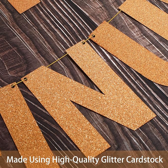 TaoBary 112 Pcs DIY Letter Kit Glitter Customizable Banner Letters Include 107 Letters and Numbers 3 Rope and 2 Needles for Birthday Halloween Christmas Wedding Valentine Party Decor(Glitter Orange)