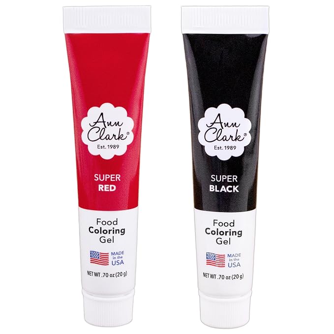 Black and Red Food Coloring Gel Bundle Made in the USA by Ann Clark