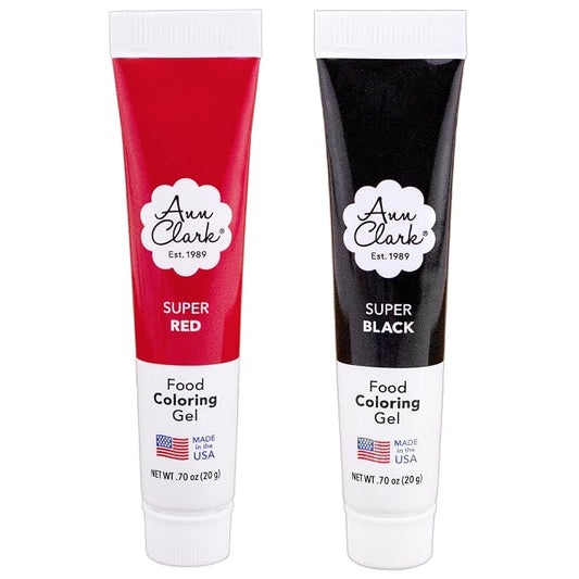 Black and Red Food Coloring Gel Bundle Made in the USA by Ann Clark