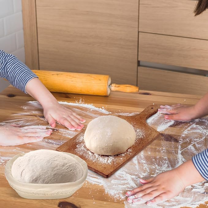 6 Set 6 Inch Oval Banneton Bread Proofing Basket Dough Proofing Bowls Kit with Cloth Liner Small Banneton Basket Proofing Baskets for Home Sourdough Bakers Supplies