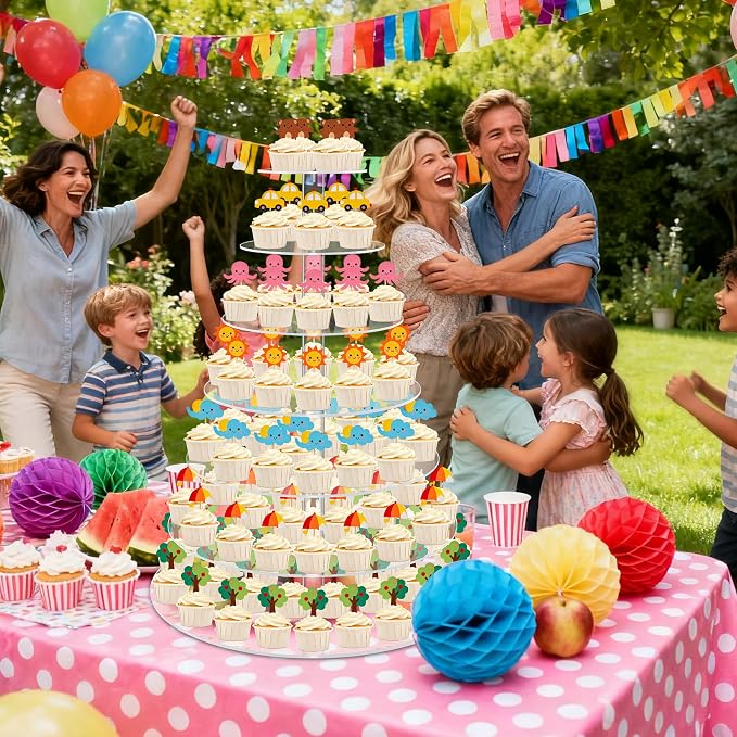 Large 7 Tier Cupcake Stand for 100 Cupcakes, Clear Round Cupcake Stands, Acrylic Wedding Cupcake Tower Stand, Cupcake Display Stand for Dessert Table, Cupcake Tier Stands