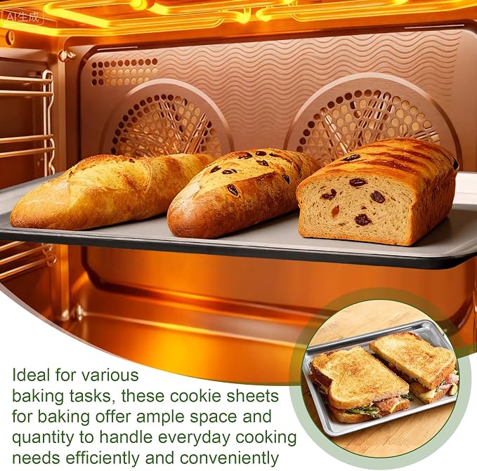 Ceenna 4 Pack Full Sheet Pan 21 x 15 Inch Baking Cookie Sheet Extra Large Nonstick Pan Roasting Steel Tray Commercial Quality Pans for Oven Restaurant Kitchen