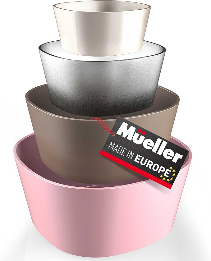 Mueller Mixing Bowls, 4-Piece Nesting Bowls Set, Food Prep Bowls, European Made, Microwave and Dishwasher Safe Mixing Bowl Set