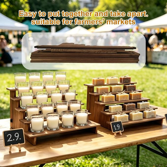 Wooden Cupcake Stand - 30s Quick Installation, Easy Carry &Store | 5 Tier Cup Cake Display Stand, Rustic Tiered Serving Tray, Multi-Uses as Dessert Stands, Vendor Display Shelves, Spice Rack
