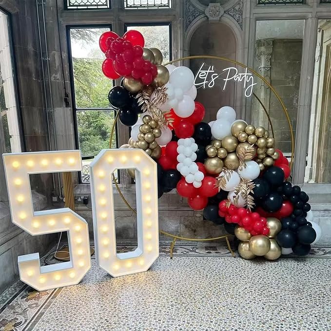 Red and Black Balloon Arch Kit, Black and Red Balloon Garland Kit, Red Black Latex Balloons Different Sizes 18/12/10/5 inch for Wedding Bridal Shower Birthday Bachelorette Graduation Party Decorations