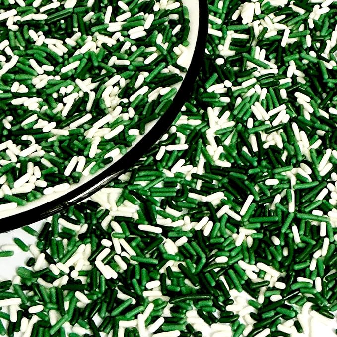 Homipooty St Patrick's Day Jimmy Edible Green and White Jimmies Sprinkles Sugar Candy for Cake Decorating 78g/2.75oz Cookie Cupcake Topper Ice Cream and Dessert Decorating