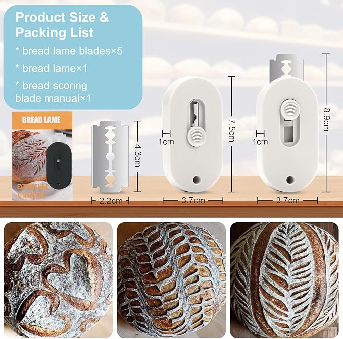 Herda Magnetic Bread Lame Dough Scoring Tool, Extractable Bread Scoring Tool With 5 Bread Razors & Scoring Patterns Booklet, Professional Bread Baking Scorer for Sourdough Bread, Baguette, Rye Bread