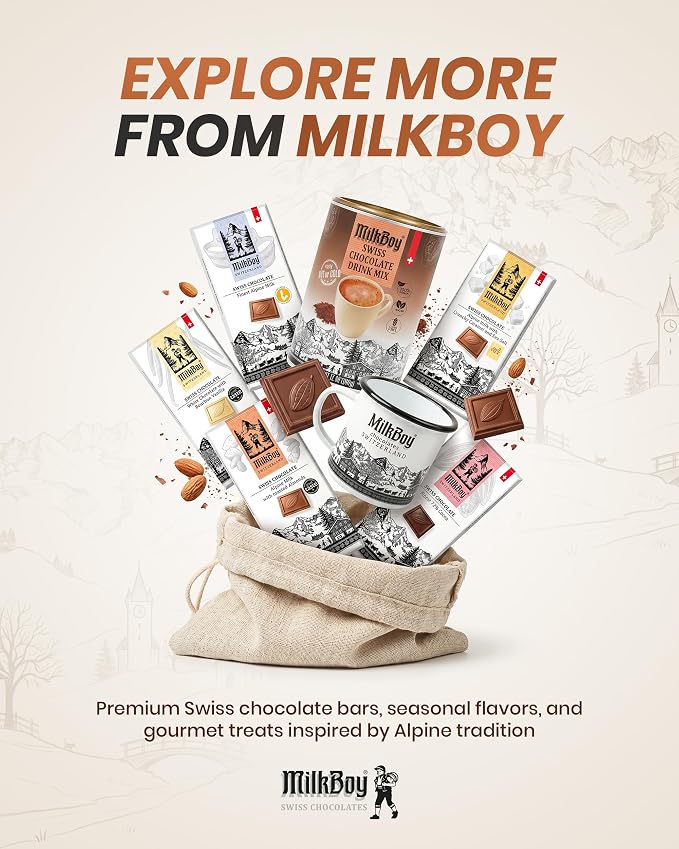 MilkBoy Dairy Free Hot Chocolate Mix - Gluten Free Swiss Cocoa Drink Powder, Vegan Hot Cocoa Mix, Gourmet Swiss Chocolate Drink, Kosher, Rainforest Alliance Certified - 12 oz Can