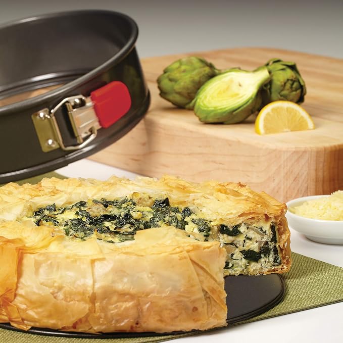 Rachael Ray 47964 Oven Lovin' Nonstick Bakeware Springform Baking Pan With Grips / Nonstick Springform Cake Pan With Grips / Nonstick Cheesecake Pan With Grips, Round - 9 Inch, Gray