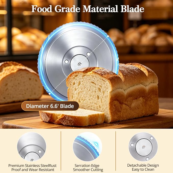 Manual Bread Slicer for Homemade Sourdough Bread, Classic Sourdough Bread Slicer with Scale Line and Stainless Steel Blade, Adjustable Thickness&Evenly Slicing, Cream