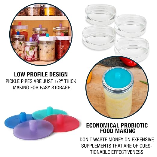Masontops Pickle Pipes - Airlock Fermentation Lids - Fermentation Kit for Small Mouth Mason Jar Sauerkraut & Pickle Kit Fermentation Jar not Included