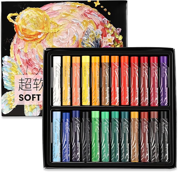 rubens Oil Pastels Set 24 Colors, Professional Soft Creamy Texture, Easy Blending & Layering, Vibrant Art Supplies Gift for Artists, Beginners & Adults
