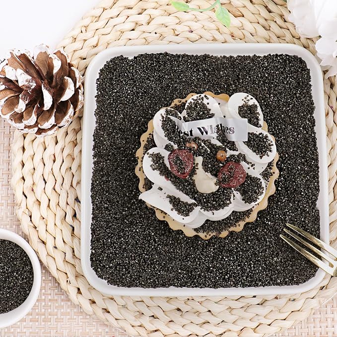 Black Sprinkles Sanding Sugar for Baking, 6.35oz/180g Edible Sparkling Sugar Crystals, Decorating Sugar Sprinkles for Cakes Cupcakes Cookies Ice Cream
