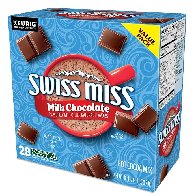 Swiss Miss Milk Chocolate Hot Cocoa Keurig Single-Serve K Cup Pods, 28 Count