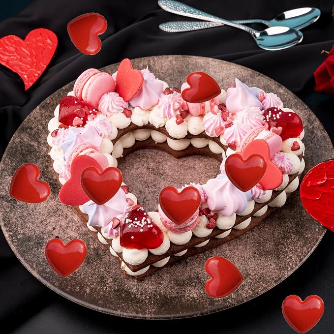 30PCS Resin Valentines Day Heart Cupcake Toppers Red Heart Cupcake Picks Happy Valentine's Day Heart Cake Decor for Valentine's Day Theme Party Decoration Supplies