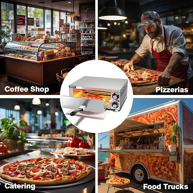 PYY Pizza Oven Indoor Electric Countertop Commercial Pizza maker with Crumb Tray Stainless Steel Pizza Cooker Machine for Home