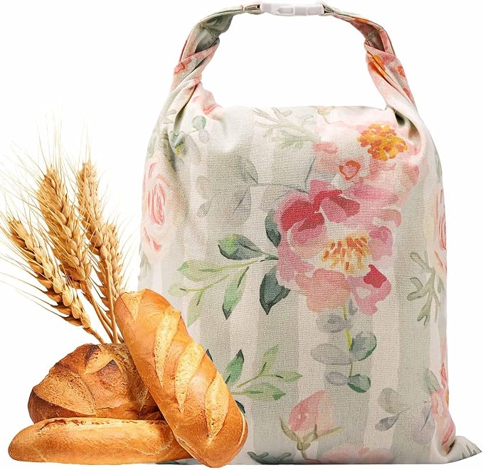 Beeswax Bread Bag, Sourdough Bread Bags for Homemade Bread, 17 * 13in Bees wax Wraps Reusable With Freshness Lock Zipper, Keep Bread Fresh for Longer (Vernal Bloom-1 Pack)