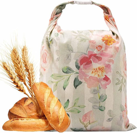Beeswax Bread Bag, Sourdough Bread Bags for Homemade Bread, 17 * 13in Bees wax Wraps Reusable With Freshness Lock Zipper, Keep Bread Fresh for Longer (Vernal Bloom-1 Pack)