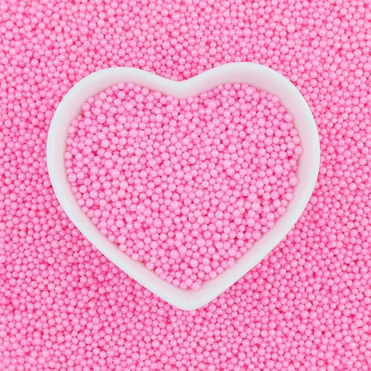 Pink Nonpareils Sprinkles | 2mm Mini Edible Pearls | For Baking Dessert Decorating, Cake, Cupcake, Cookie, Ice Cream | Valentine's Day Wedding Girl Baby Shower Holiday Party